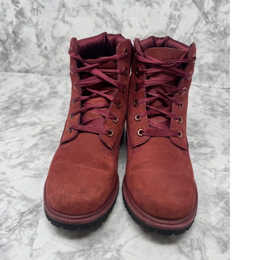 Timberland❤️ Premium 6" Waterproof‎ Boots Burgundy Maroon Nubuck Gorpcore boho - Picture 3 of 13